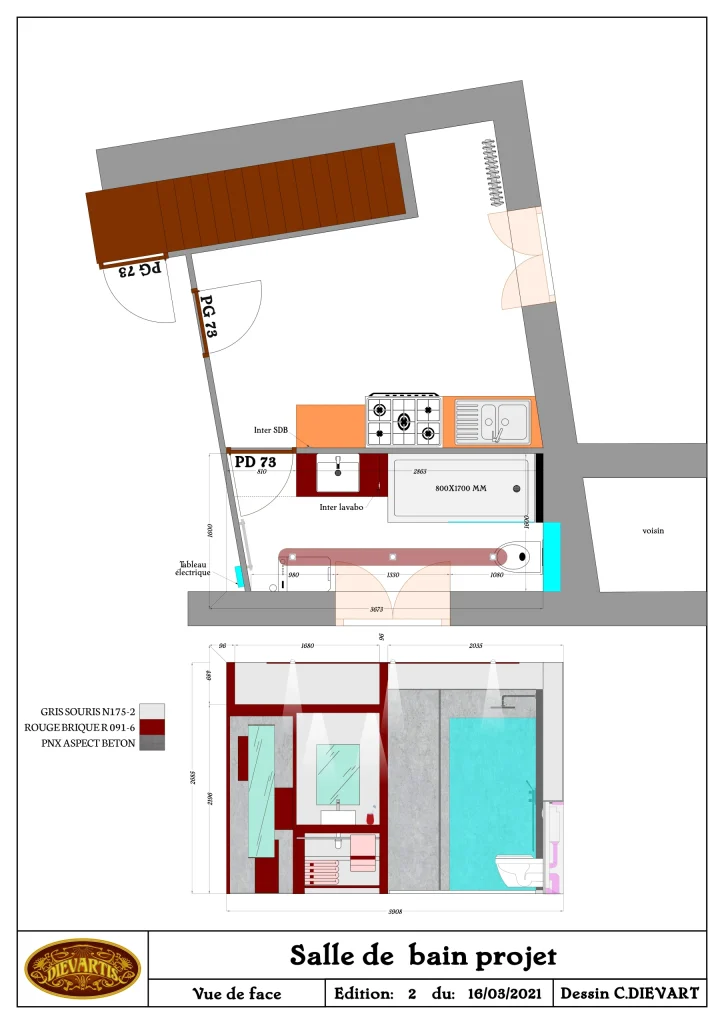 Plan de salle de bain avec Decorative Drywall Design